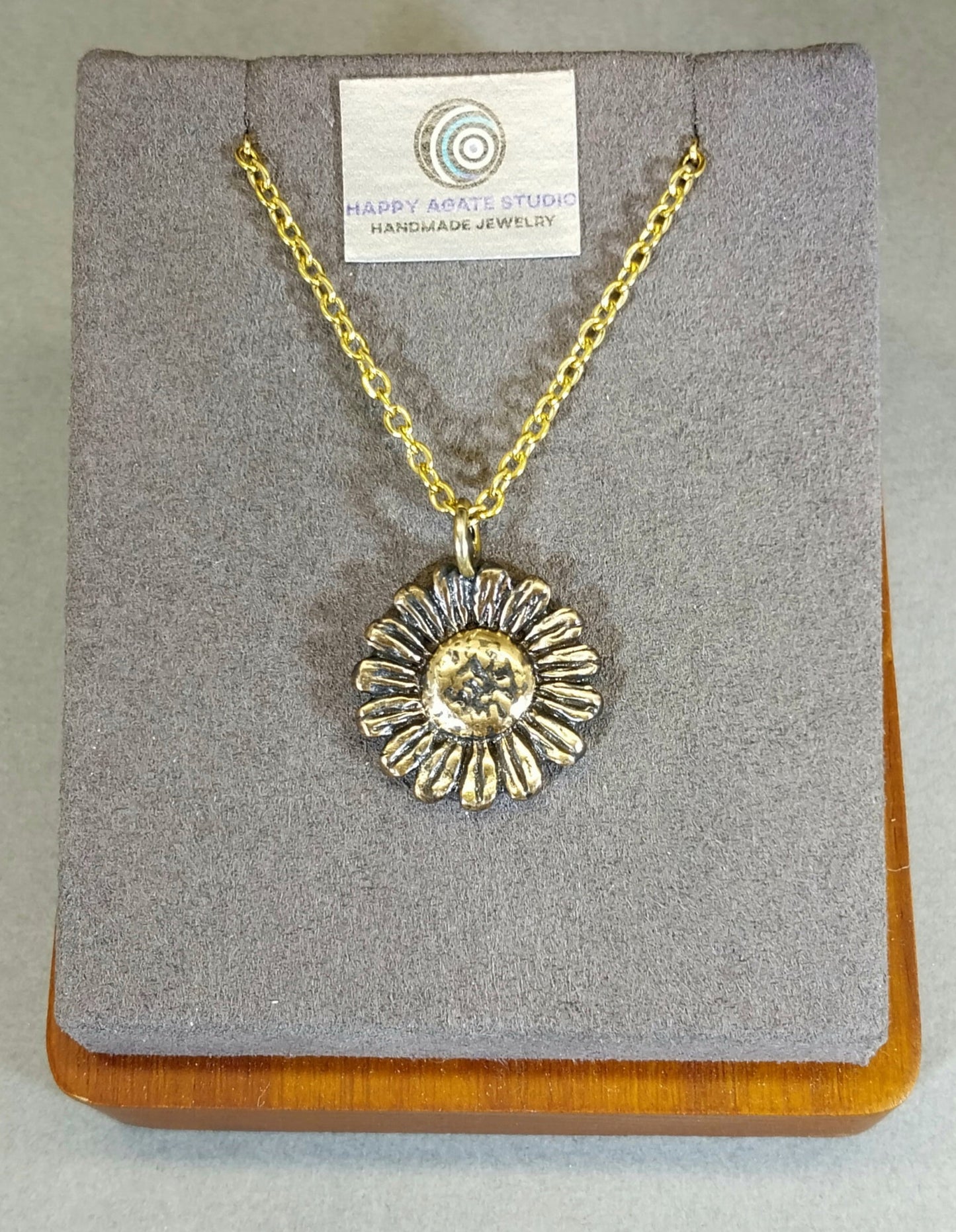 Bronze Sunflower on Stainless Steel Chain W/O