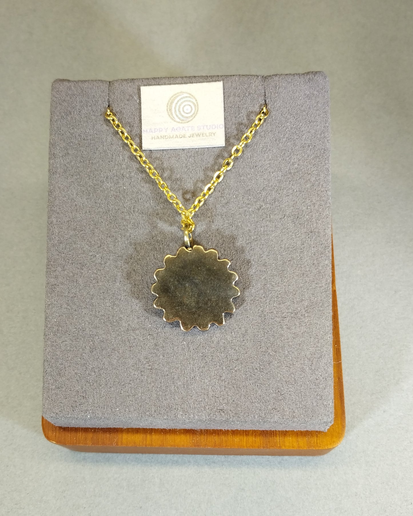 Bronze Sunflower on Stainless Steel Chain W/O