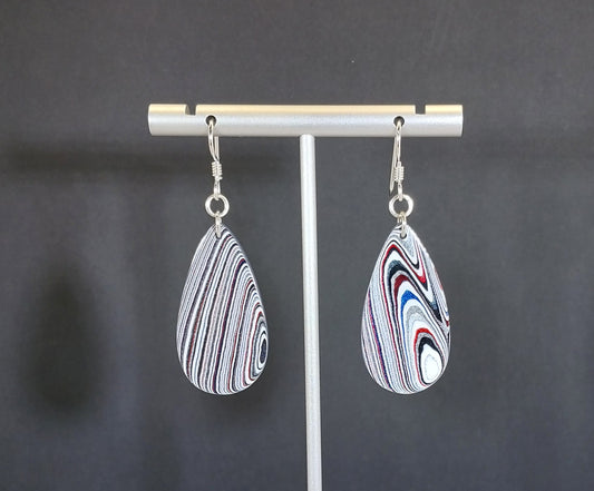 Fordite Earrings Oversize Set Sterling Ear Wires