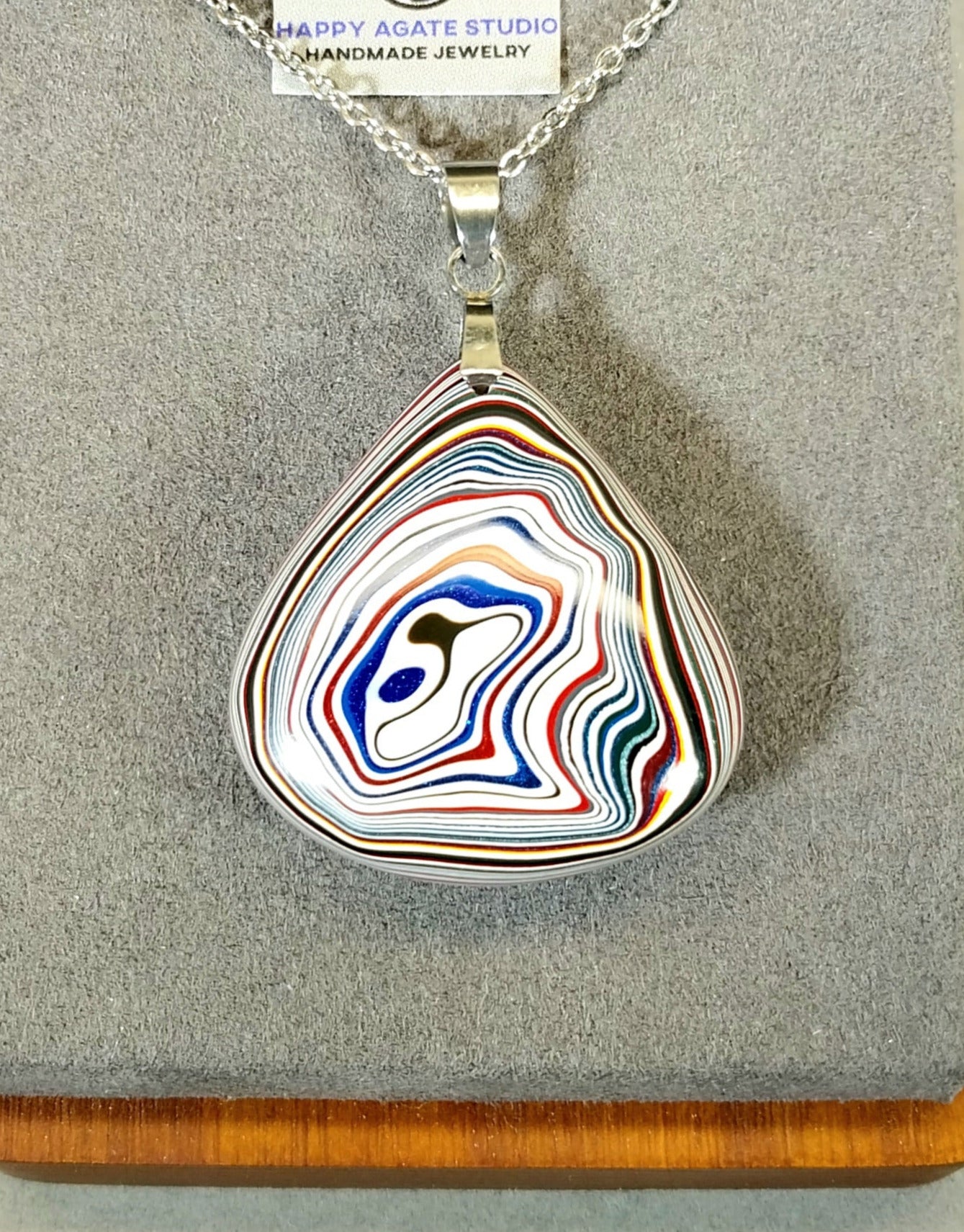Fordite Necklace in Domed Fan Incredible Piece