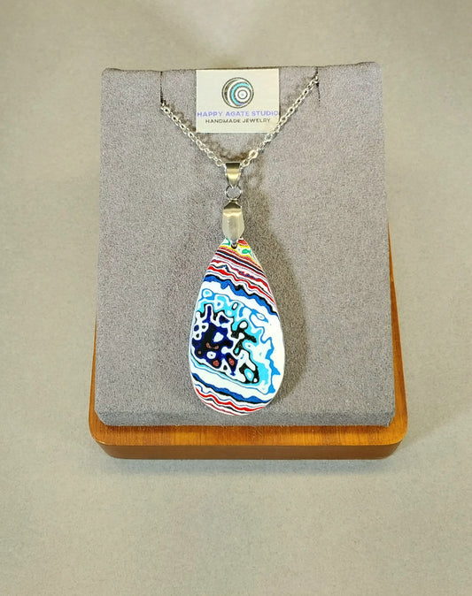 Handcrafted Fordite Necklace, Vintage Inspired Jewelry, Automotive Art, Stylish Pendant