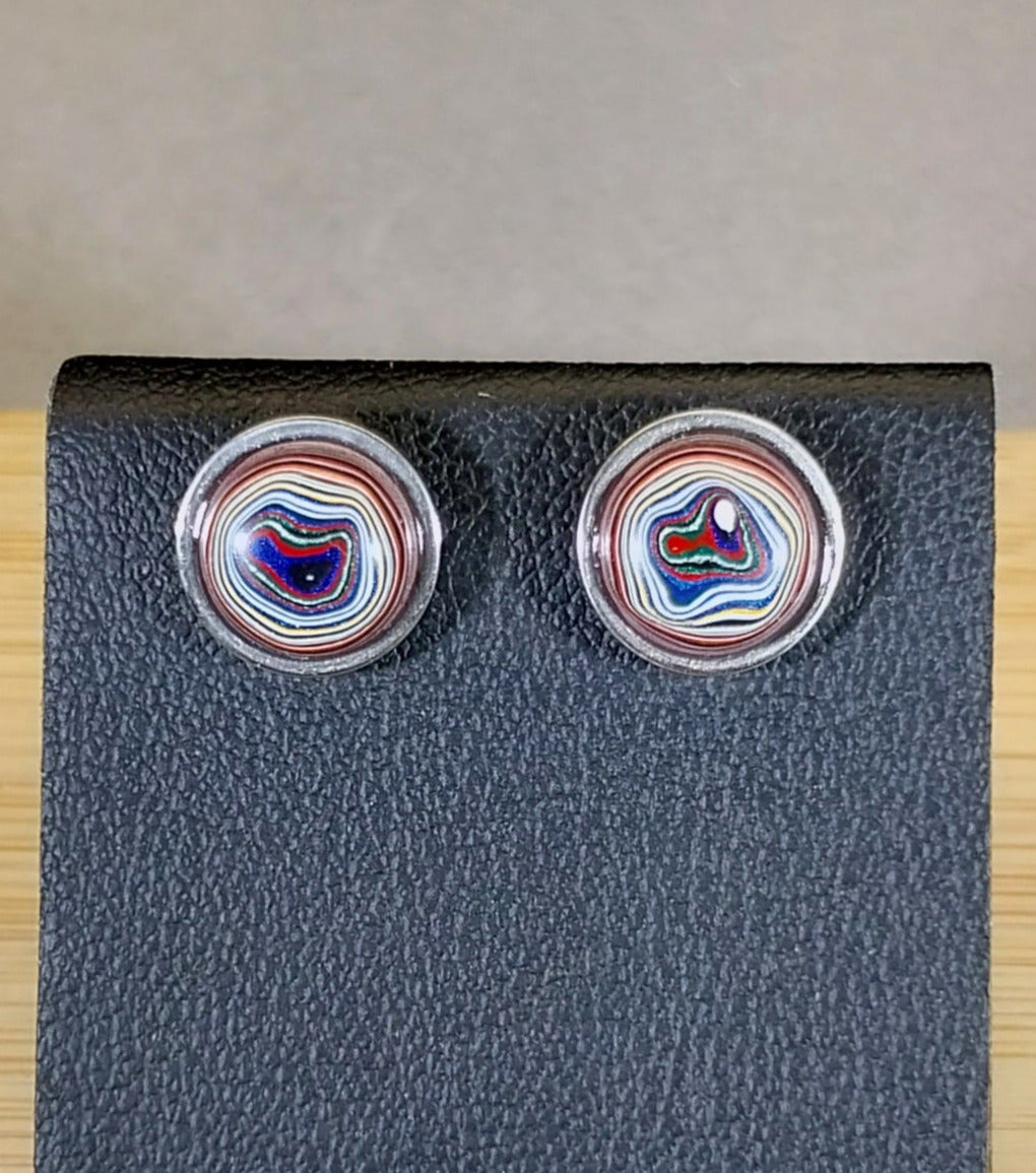 Fordite Earrings in Stainless Steel Ohio Motor Agate