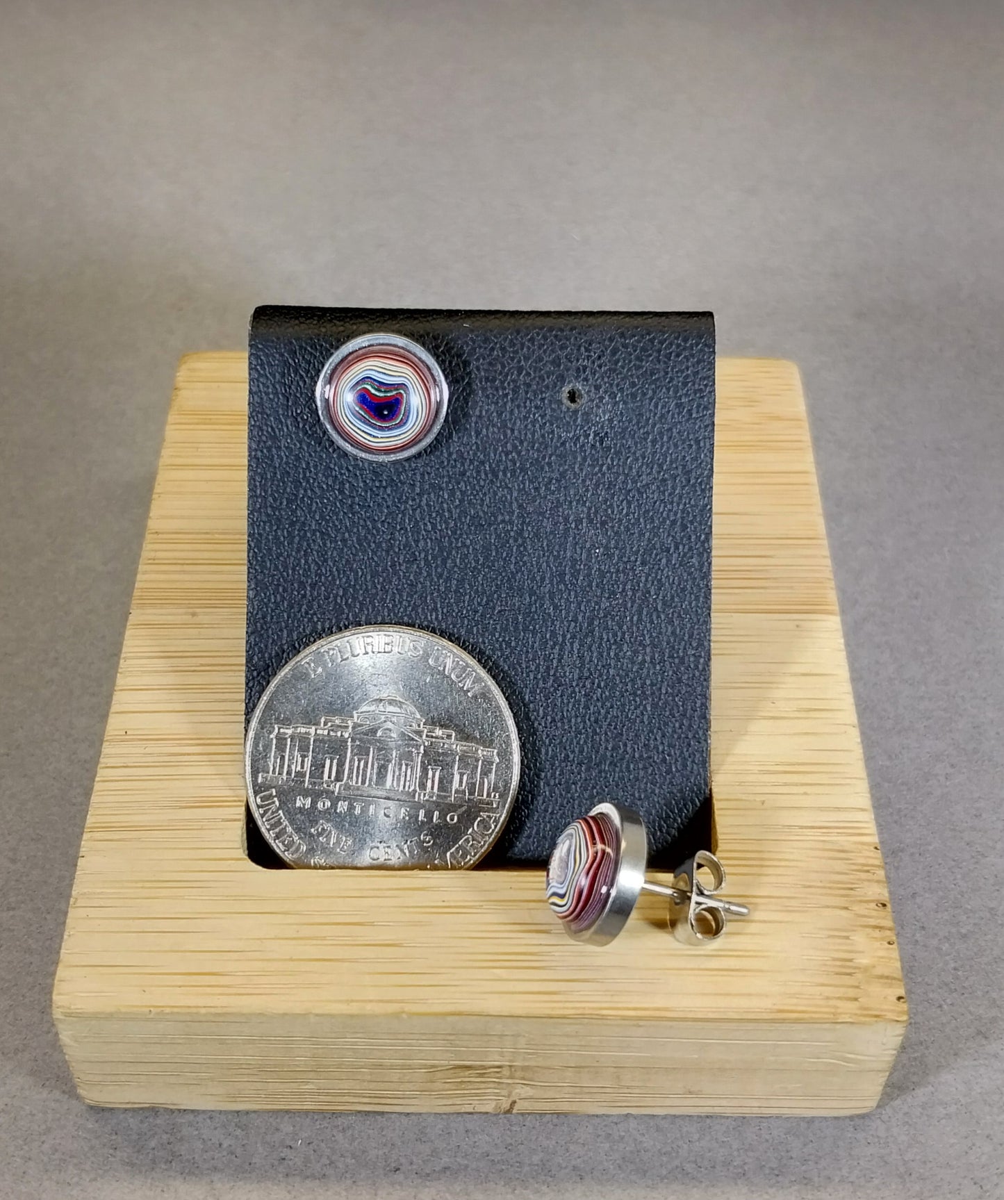 Fordite Earrings in Stainless Steel Ohio Motor Agate