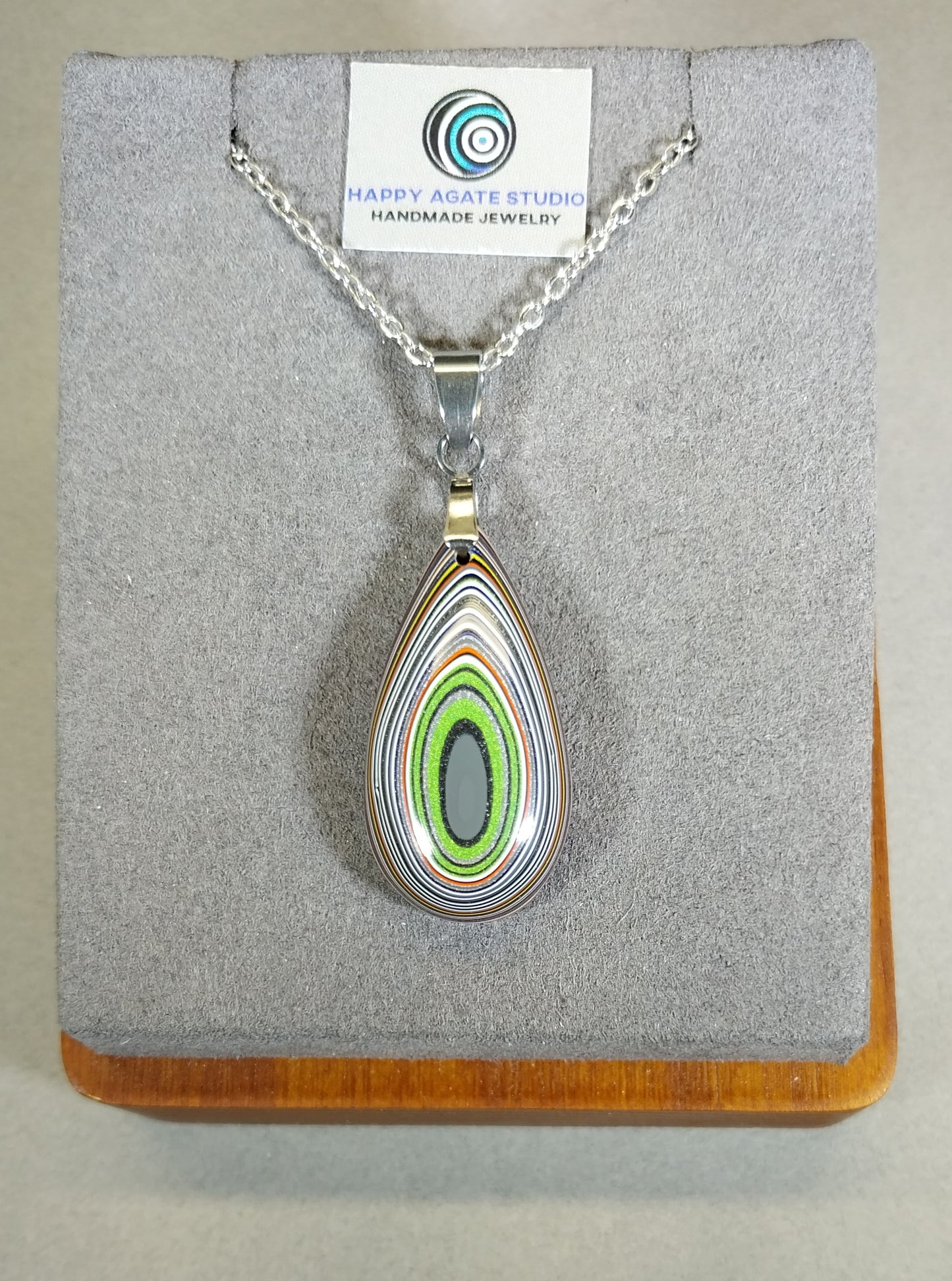 Fordite Pendant With Chain, Fordite Jewelry, EB51