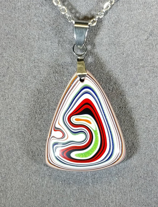 Fordite Necklace, Unique Handmade Jewelry, Statement Pendant, Colorful Necklace, Gift For Her