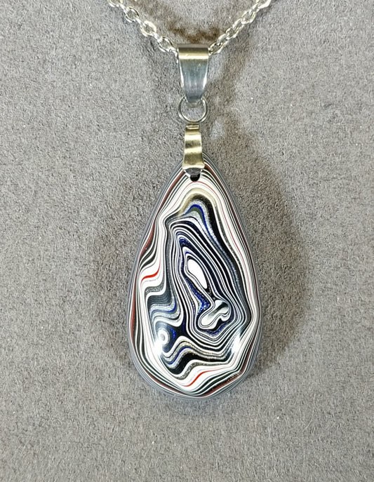 Fordite Necklace, Fordite Jewelry, USA Veteran Handmade, EB55