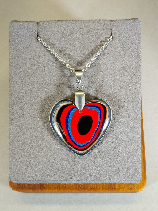 Fordite, Heart Necklace, Nice Red, Heart of Ohio, American Jewelry, Fordite Jewelry, Love Necklace