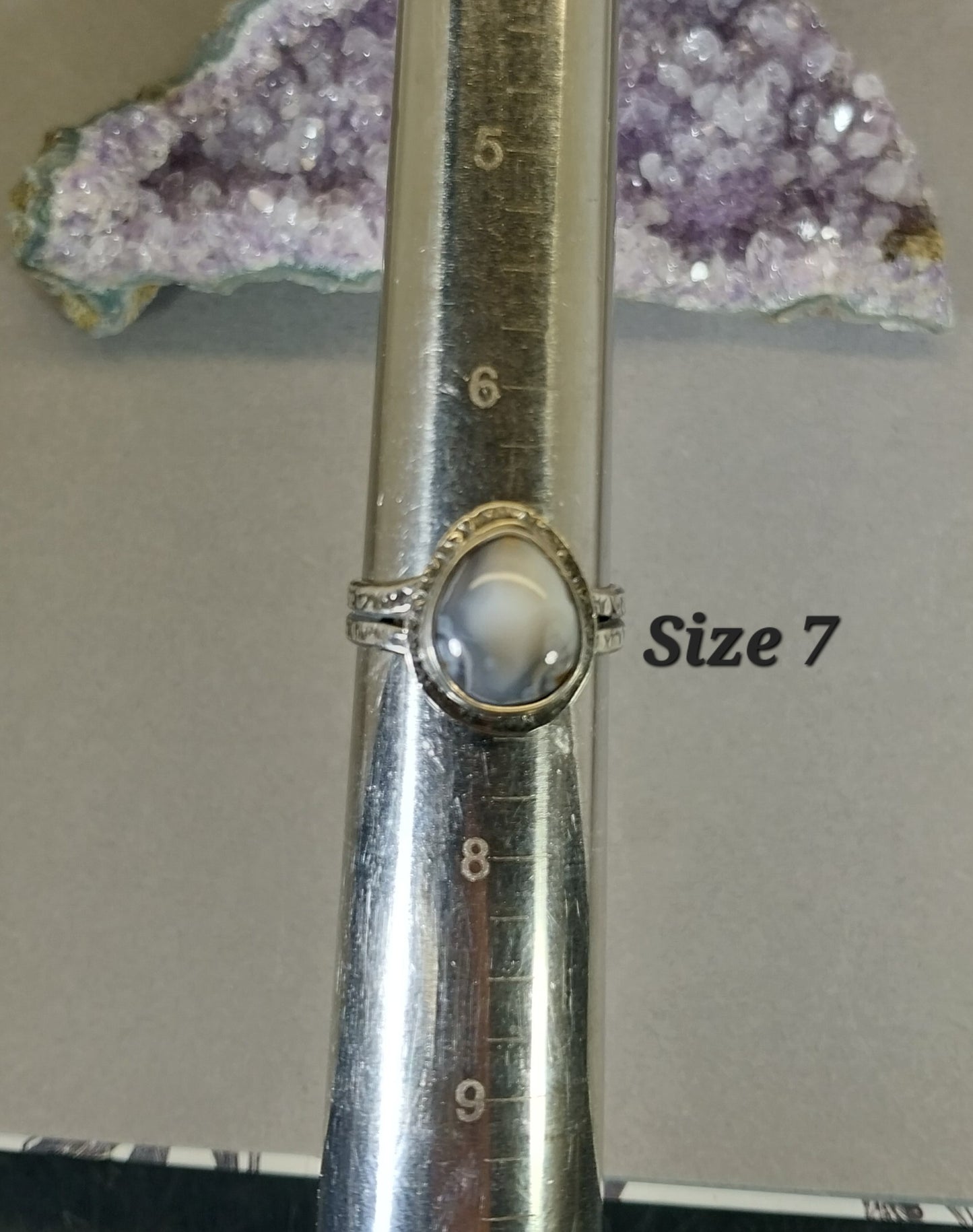 Lake Superior Agate Ring, Size 7, Solid Sterling, Rare Color