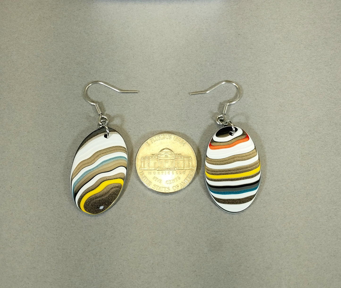 Large Oval Fordite Earrings Surgical Steel Ear Wires