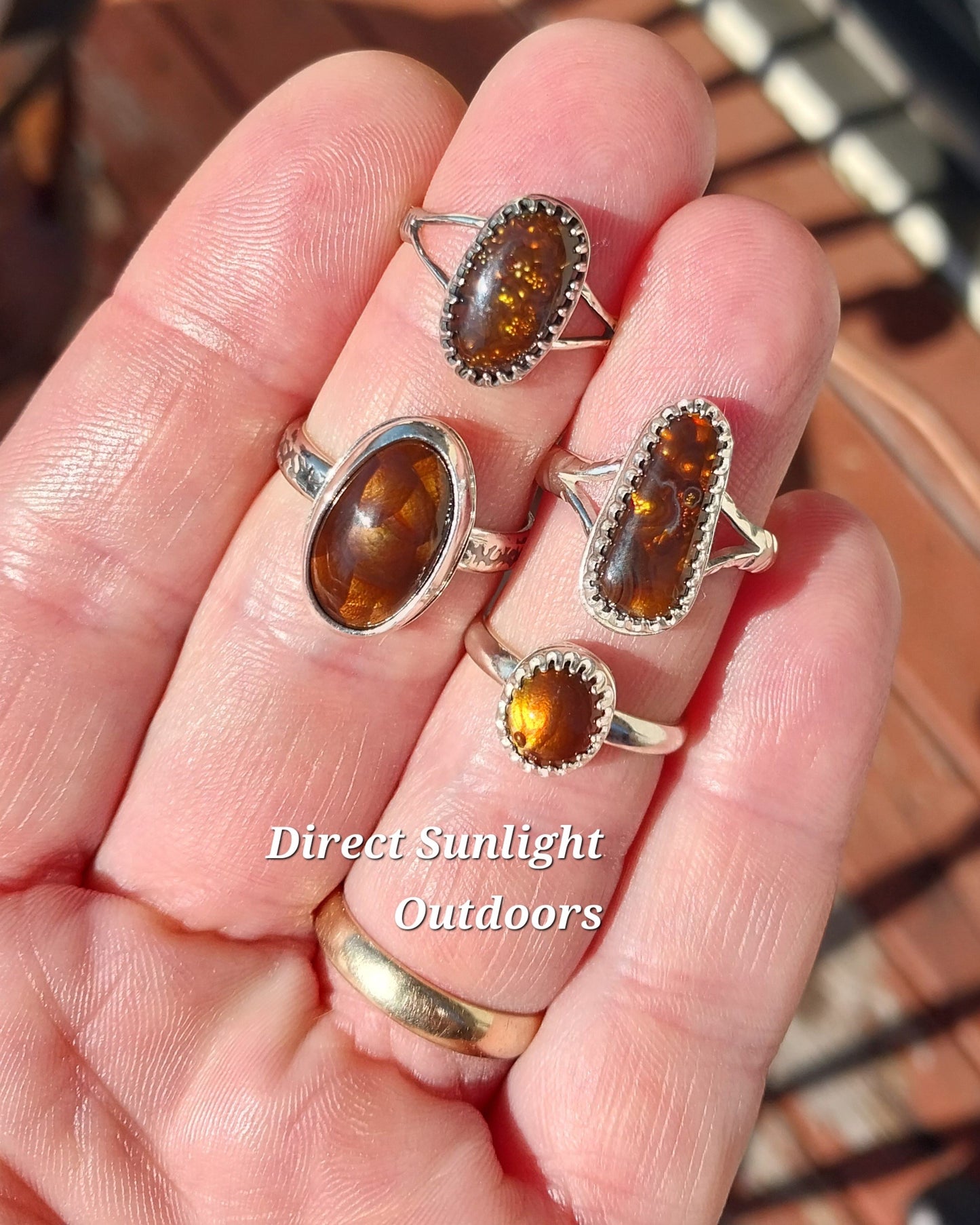 Fire Agate Sterling Silver Rings, Pick Your Size 6-8