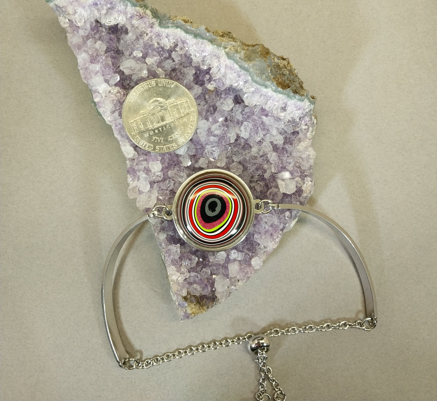 Fordite Bracelet, Colorful Hand Cut Fordite Stone