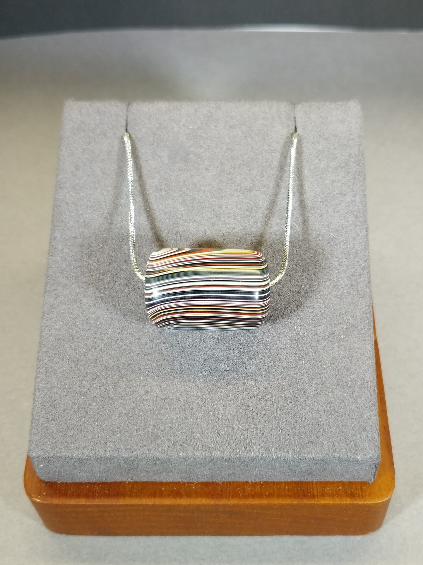 Fordite Bead Necklace, Barrel Bead Pendant, ET15