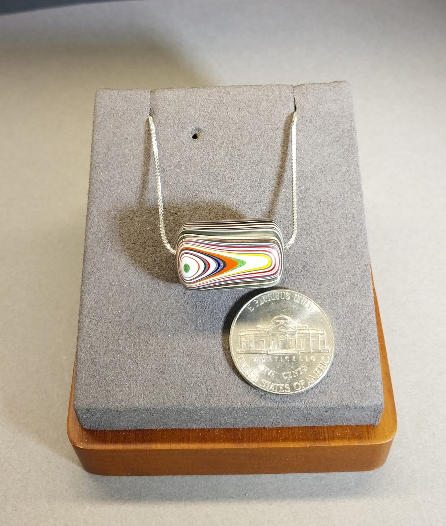 Fordite Bead Necklace, Barrel Bead Pendant, ET15