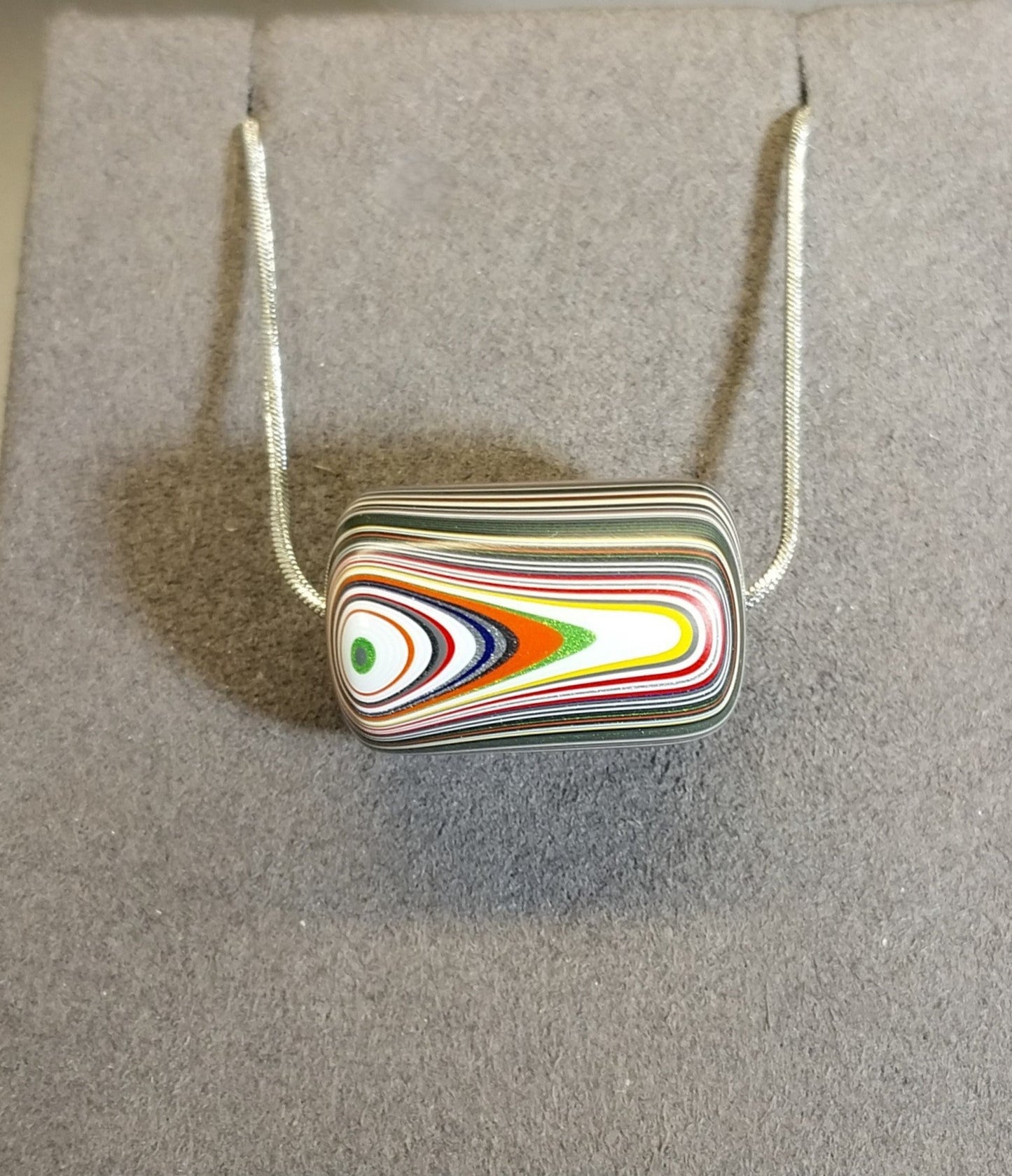 Fordite Bead Necklace, Barrel Bead Pendant, ET15