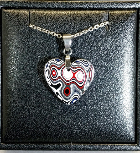 Fordite Necklace, Michigan Fordite Heart, Fordite Pendant