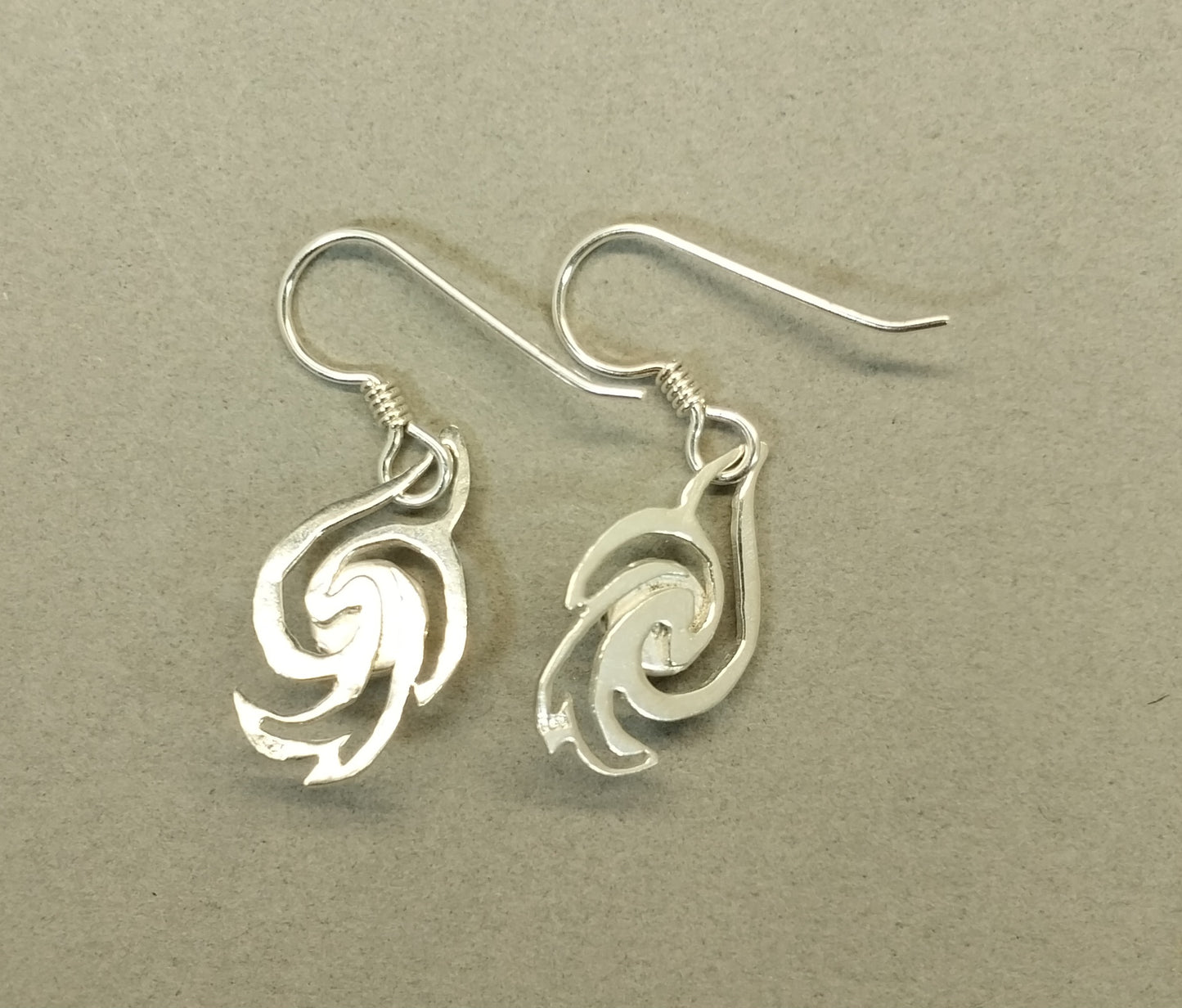 Lake Superior Agate Earrings, Sterling Silver Rising Doves