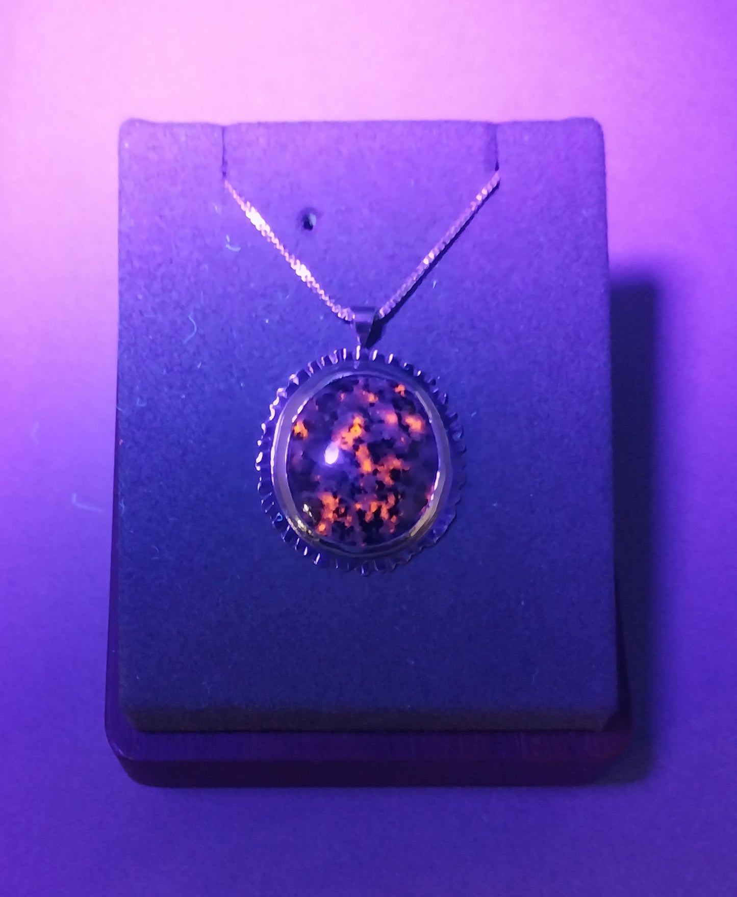 Lake Superior Emberlite Sterling Silver Necklace Fancy Textured Back