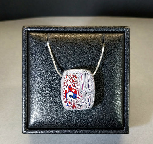 Michigan Fordite Bead Necklace with Stainless Steel Chain, ET1