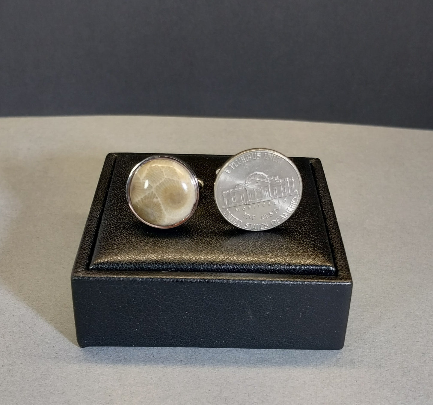 Petoskey Stone Cufflinks Mirrored Stainless Steel