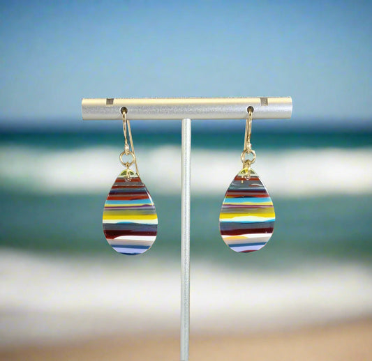 Surfite Earring, Gold Filled Ear Wires, Recycled Surf Board Resin, Surf Jewelry, Colorful Earrings