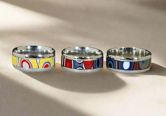 Fordite Rings, Pick Your Size, Size 6 3/4 Fordite Ring, Size 9 Fordite Ring