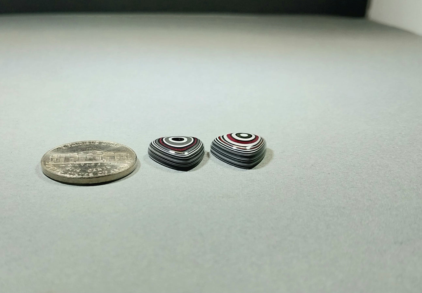 Fordite Cabochon Pair, TINY Triangle Fordite Cabochons, Cabochon Set, Fordite Cabochon Pair, Polished Fordite, Cabochon, Metalsmith Cabochon