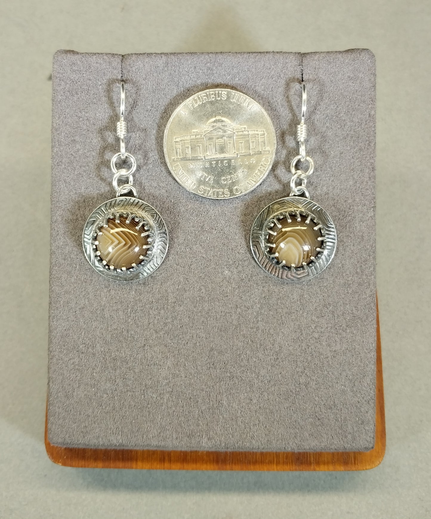 Lake Superior Agate Earrings in Solid Sterling Silver Featuring a Minnesota Agate, Silver Agate Jewelry, Minnesota Agate Gift for Her