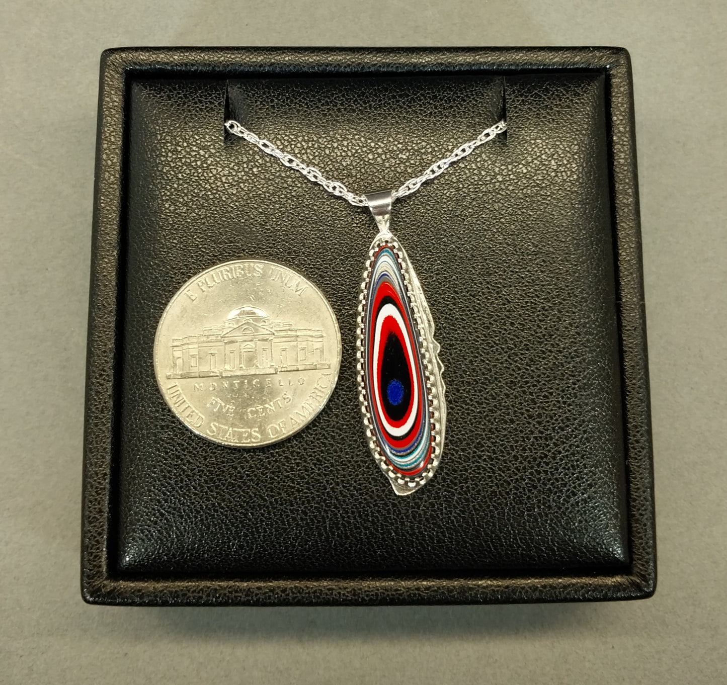 Fordite Necklace in Solid Sterling Silver a Beautiful Shape and Colors