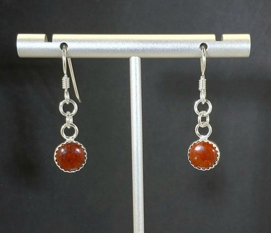 Red Lake Superior Moss Agate Silver Dangle Earrings