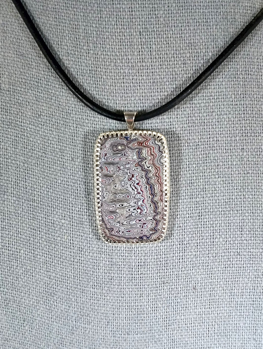 Michigan Fordite Necklace in Solid Silver