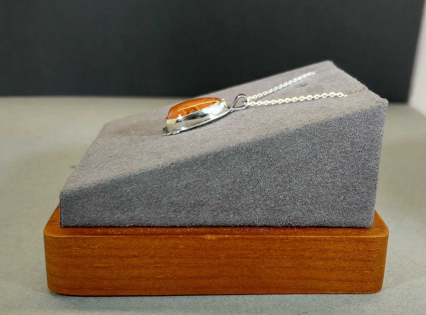 Lake Superior Agate Sterling Silver Necklace, Orange Paint Type Agate, W/O