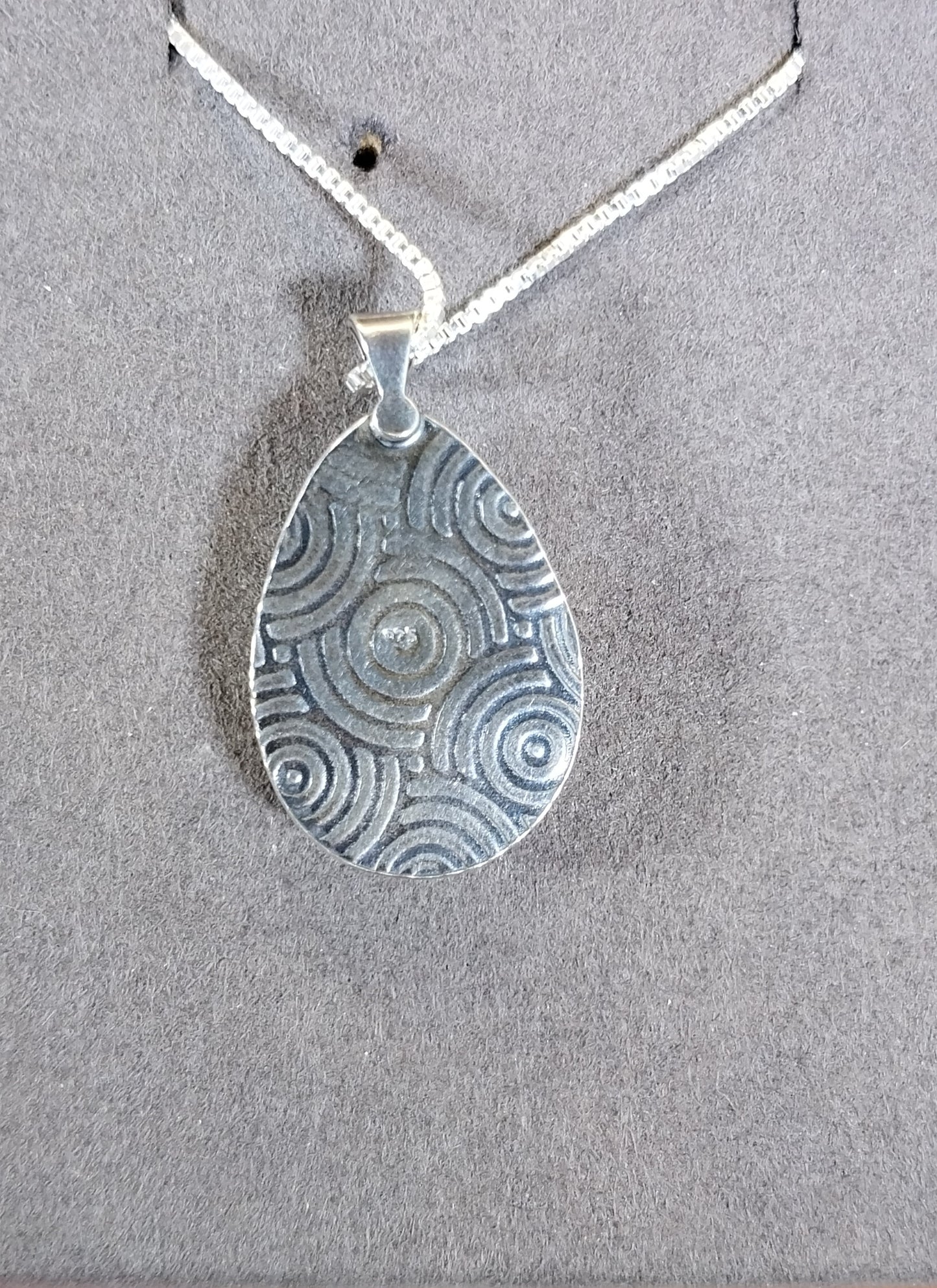 Angelite Necklace in Solid Silver with Textured Back