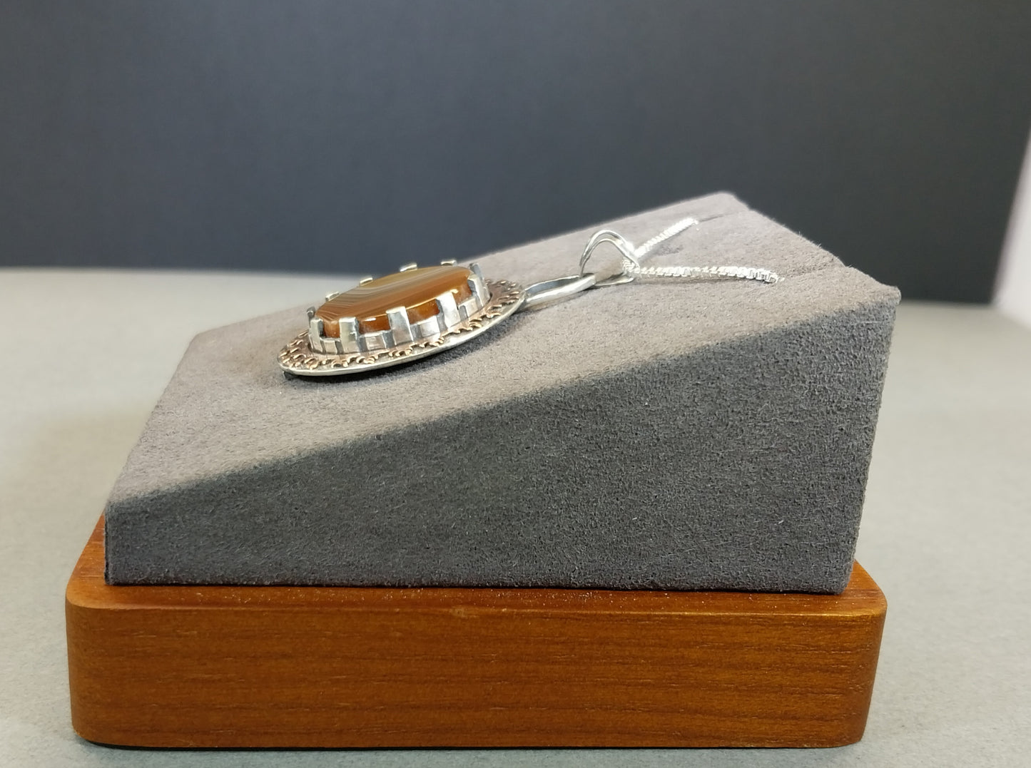 Lake Superior Agate Necklace, Sun Design, Artisan Silver Jewelry, Agate Hunter Gift,  Wisconsin Gift her, MN Gift for Her, Statement Pendant