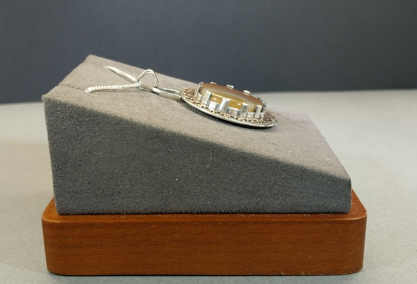 Lake Superior Agate Necklace, Sun Design, Artisan Silver Jewelry, Agate Hunter Gift,  Wisconsin Gift her, MN Gift for Her, Statement Pendant