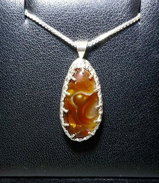 Arizona Fire Agate Necklace with Amazing Color