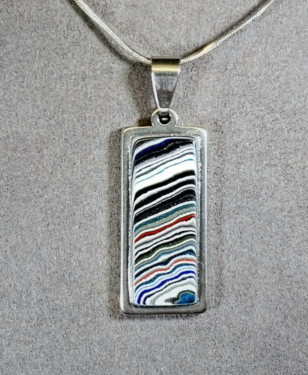 Fordite Necklace, Ohio Motor Agate, USA Veteran Handmade EB43