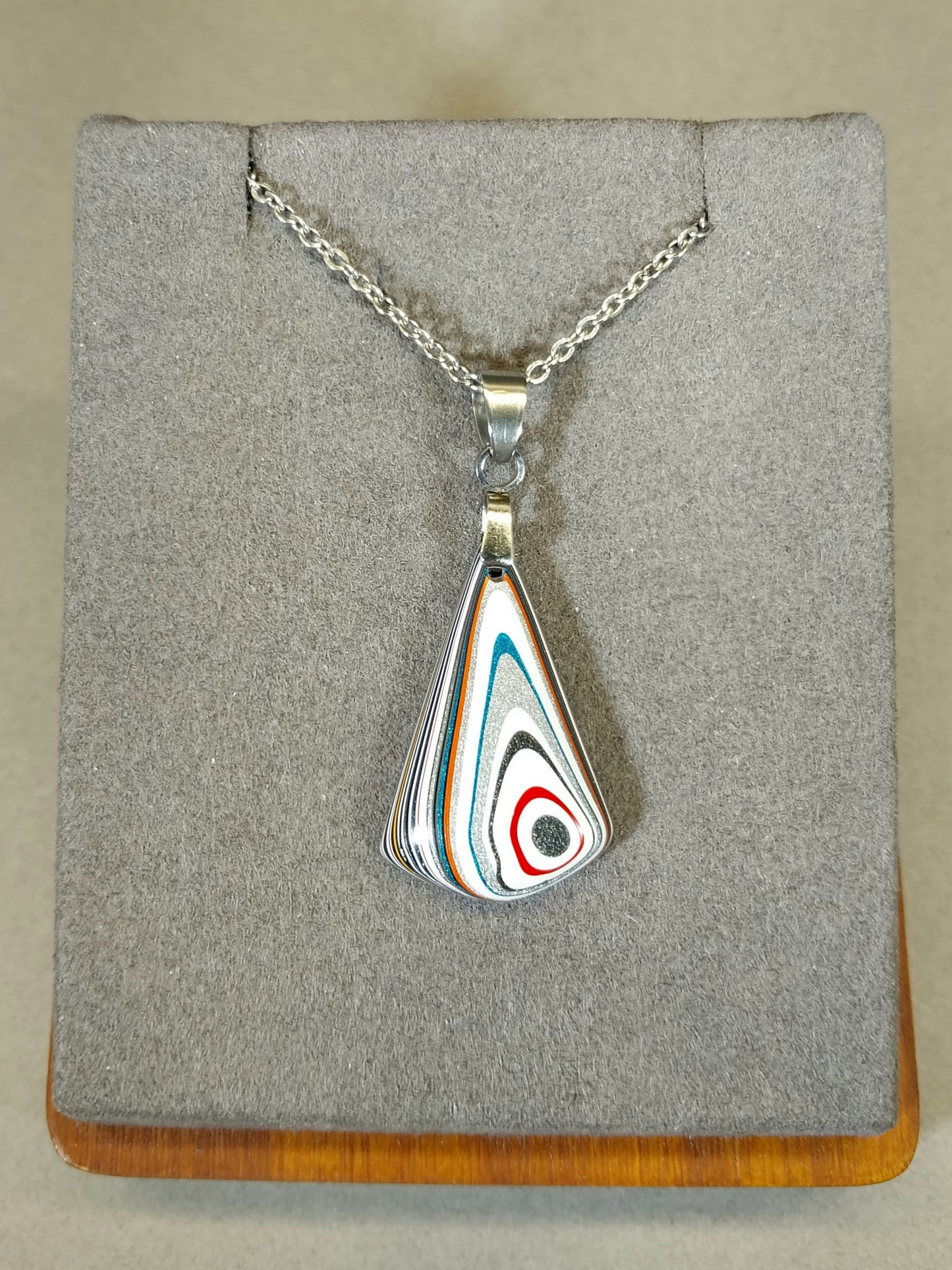 Fordite Necklace, Diamond Shape, USA Handmade, EB93