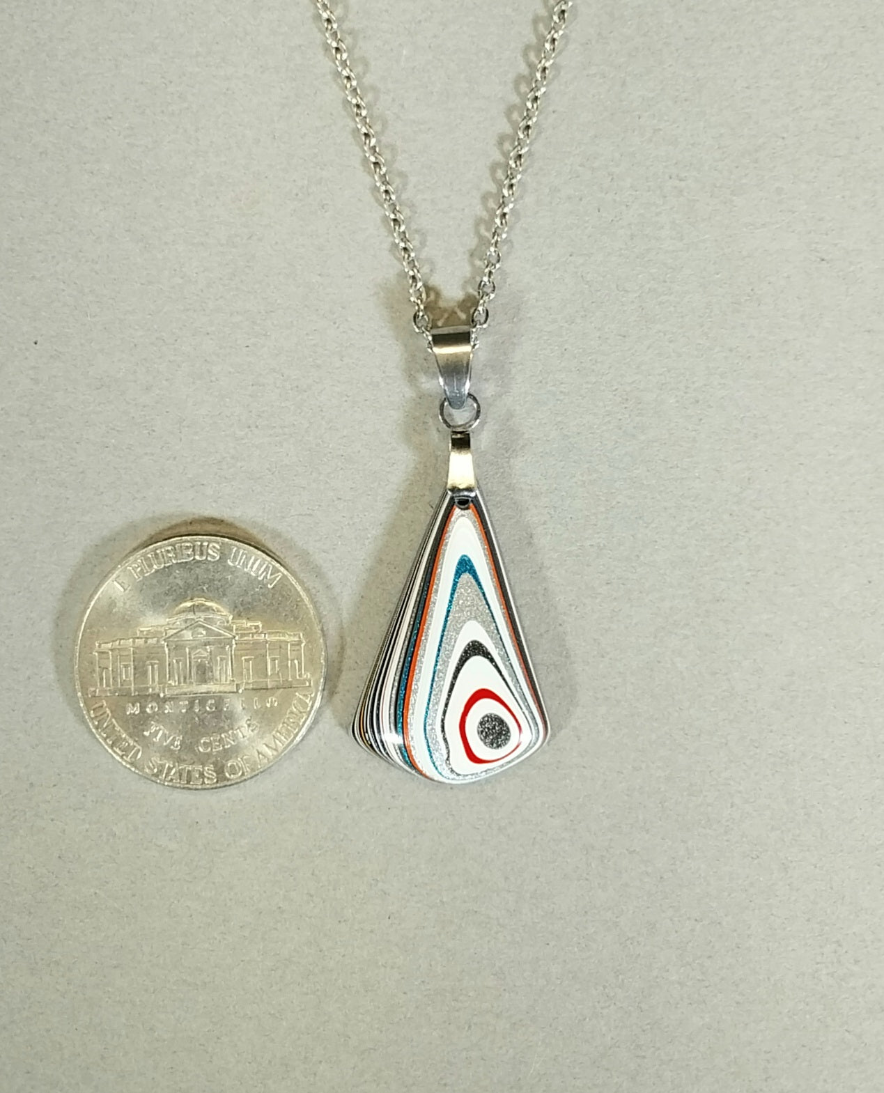 Fordite Necklace, Diamond Shape, USA Handmade, EB93