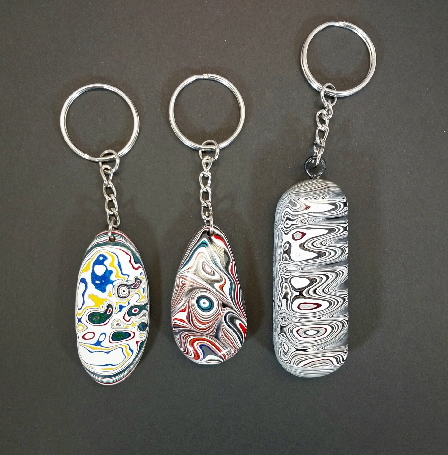 Fordite Keychain, Large Palm Stone Size, Ohio Motor Agate