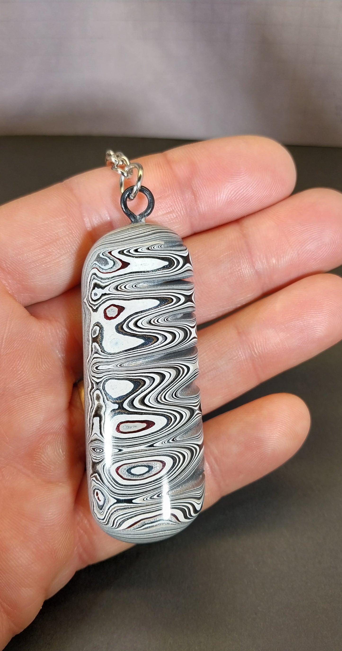Fordite Keychain, Large Palm Stone Size, Ohio Motor Agate