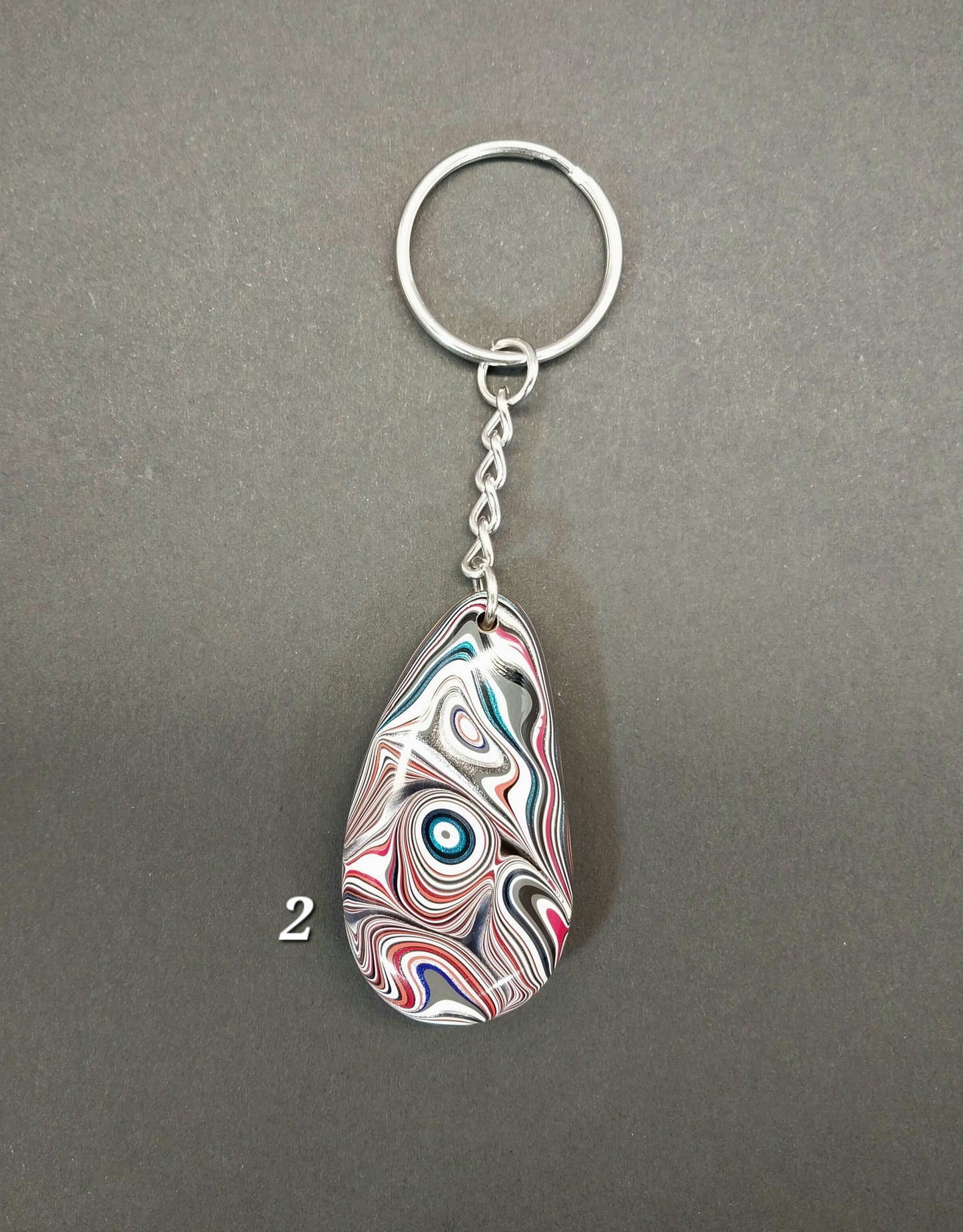 Fordite Keychain, Large Palm Stone Size, Ohio Motor Agate