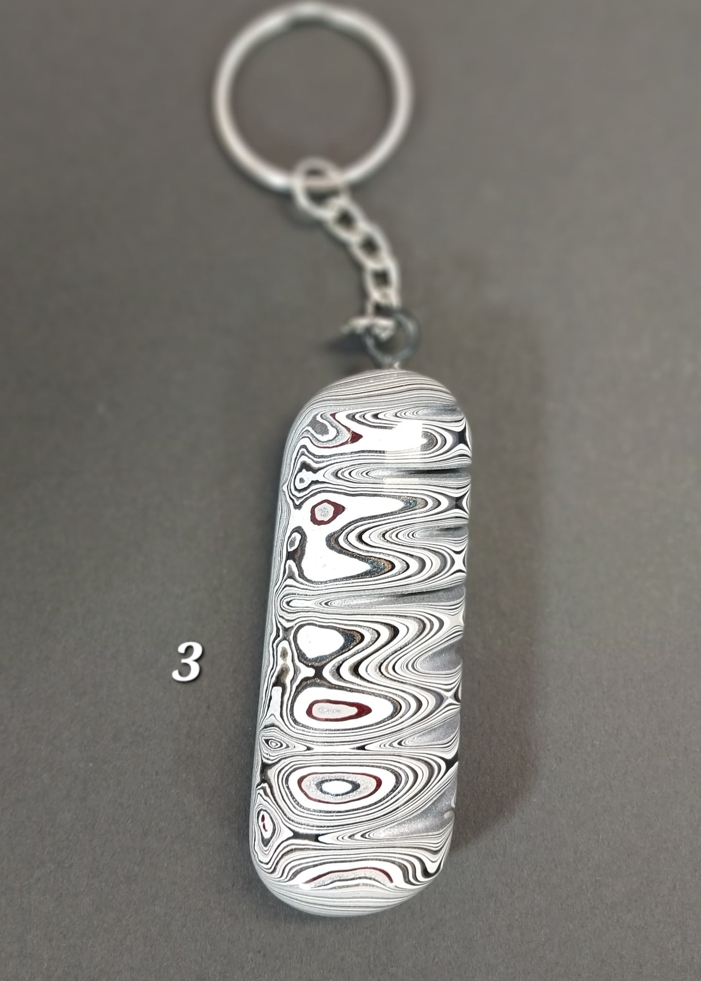 Fordite Keychain, Large Palm Stone Size, Ohio Motor Agate