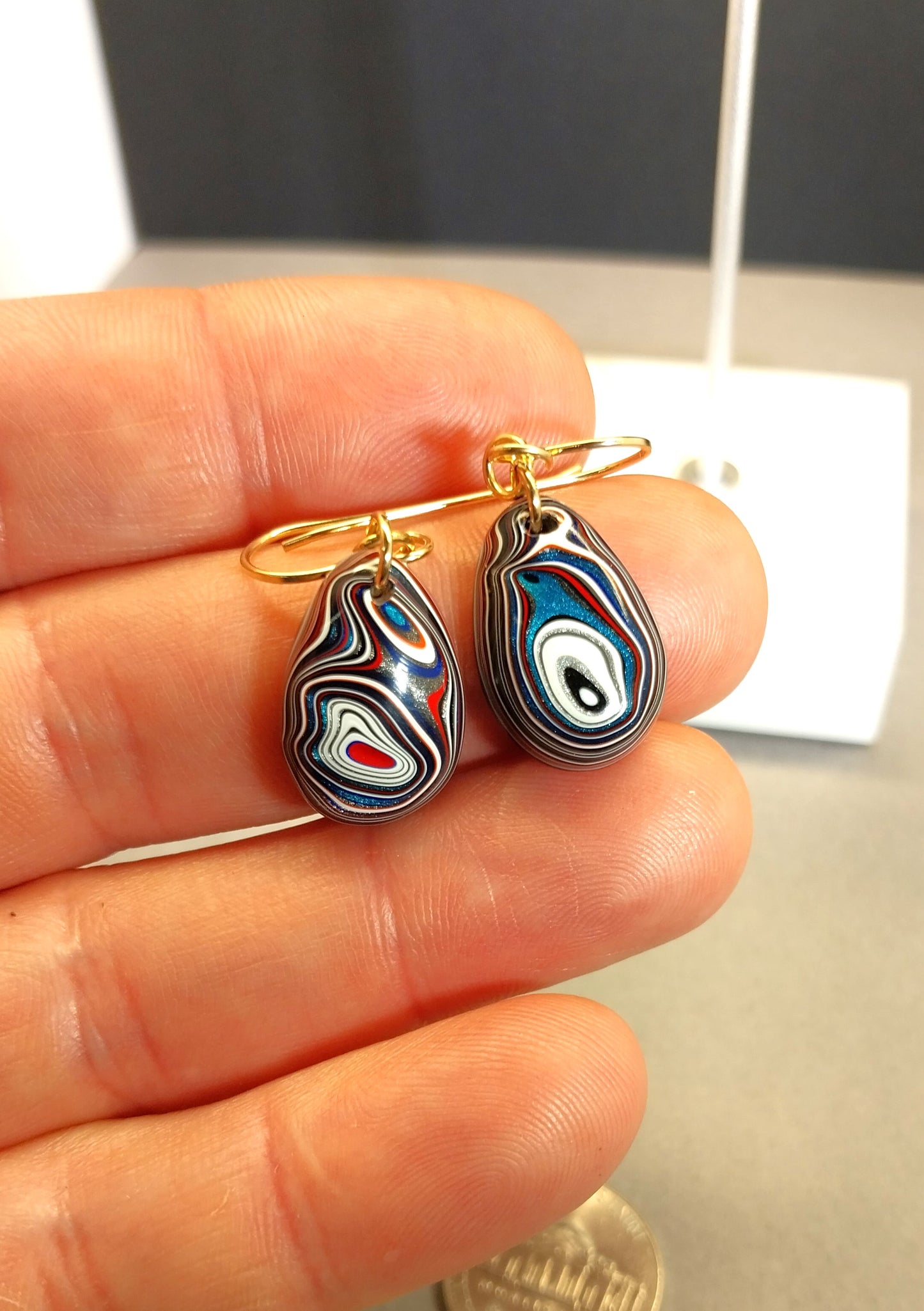 Fordite Earrings with Gold Filled Ear Wires