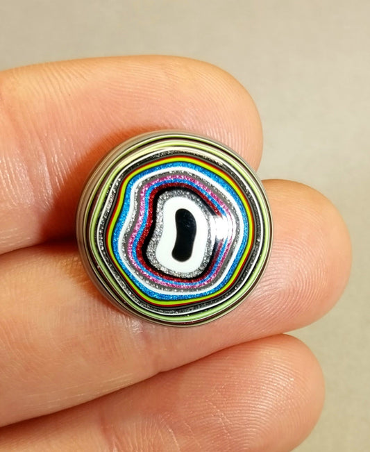 Fordite Cabochon, Gecko Green and Tuscadero Pink