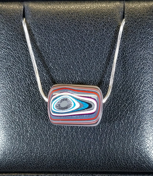 Fordite Bead Necklace, Barrel Bead Pendant, ET15