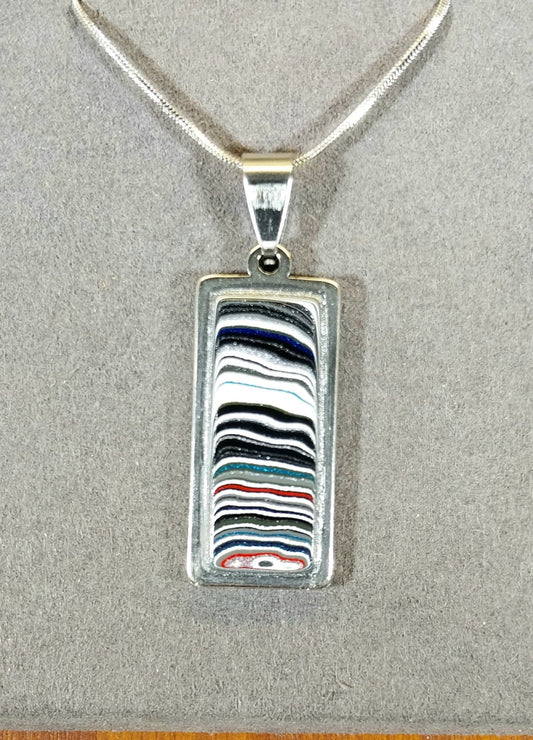 Fordite Stainless Steel Necklace, Recycled EB34