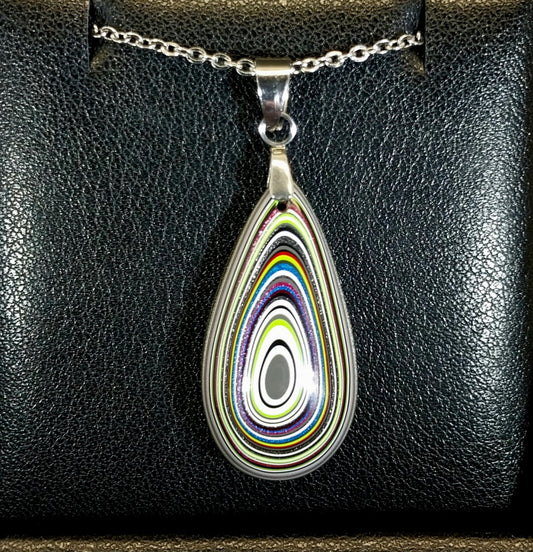 Fordite Necklace Great Colors in a nice Teardrop