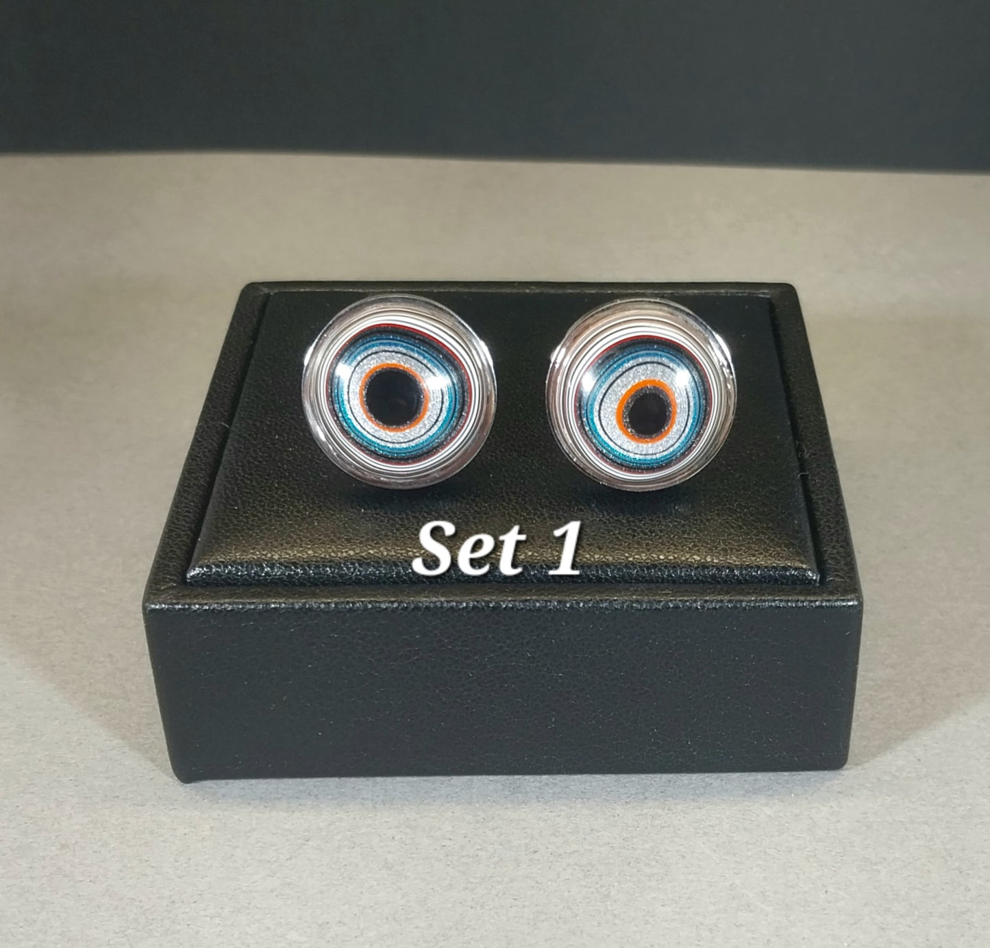 Fordite Cuff Link Stainless Steel Settings