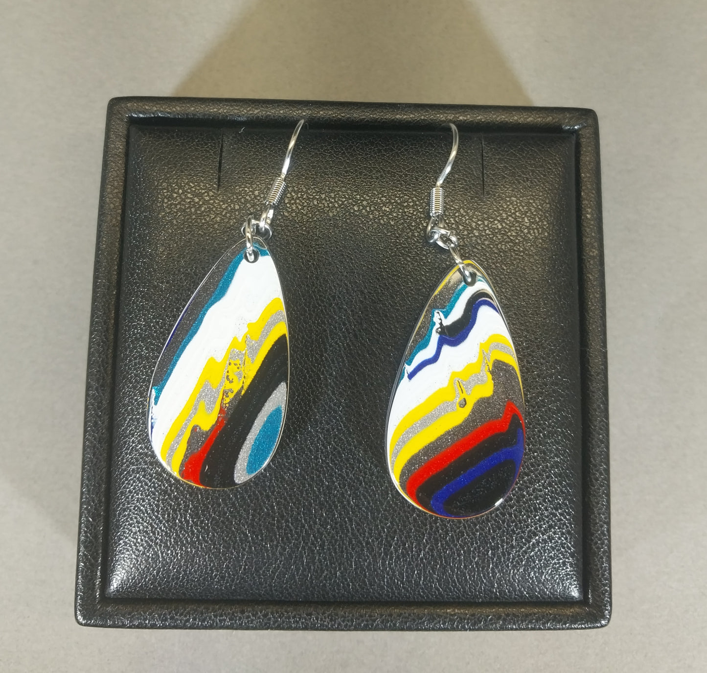 Fordite Earrings Nice Blue Cors Surgical Steel Ear Wires, W/O