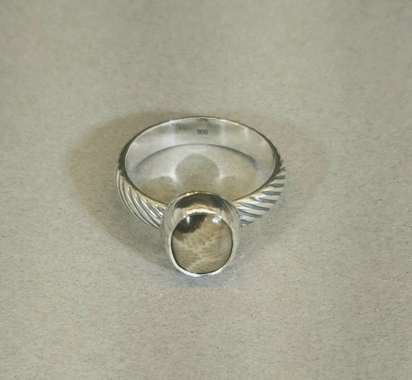 Petoskey Stone Solid Silver Ring Size 8.5